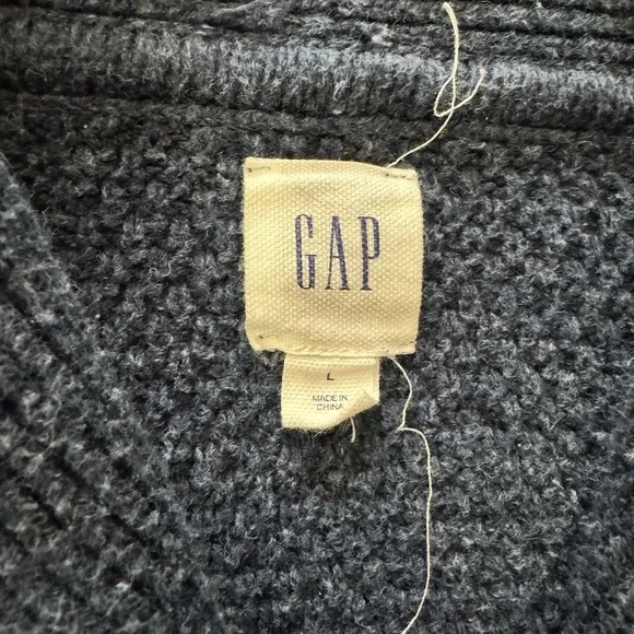 Gap Blue Cable Knit Chunky Cardigan Men's Sz L Fisherman Classic